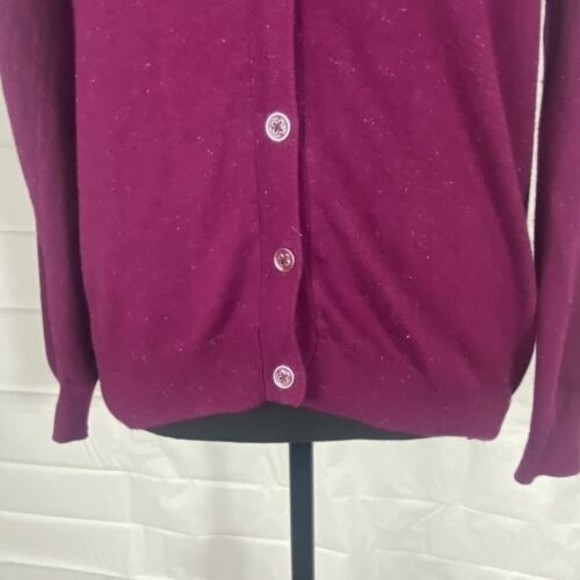 Nicole Miller Metallic Plum Berry Cardigan Sweater Size Small - Picture 4 of 14